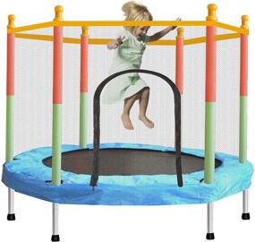 img 4 attached to SZBOB Toddler Trampoline with Enclosure Safety Net - Indoor/Outdoor Small 4.6 ft 👶 Baby Trampoline - Round Jumping Table Mat, 110lbs Capacity - Kid Trampoline with Built-in Zipper