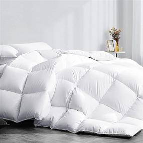 img 4 attached to 🛏️ Premium All Season Goose Down Comforter Full/Queen Size Duvet Insert, 55 oz Poland Goose Down Fill Weight - 1200 Thread Count, Cotton, White Color, SNOWMAN Luxury