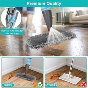 img 2 attached to 🧹 Floor Cleaning Spray Mop with 3 Washable Pads - Wet and Dry Microfiber Mop | 800ml Refillable Bottle | for Kitchen, Wood, Hardwood, Laminate, Ceramic Tiles | Floor Dust Cleaning (Gray, 800ml)