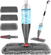 🧹 floor cleaning spray mop with 3 washable pads - wet and dry microfiber mop | 800ml refillable bottle | for kitchen, wood, hardwood, laminate, ceramic tiles | floor dust cleaning (gray, 800ml) logo