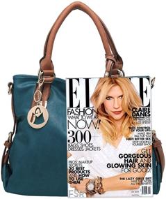 img 3 attached to 👜 Dark Teal Tassel Decor Top Handle Tote Purse/Shoulderbag by MG Collection THALIA