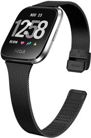 img 3 attached to 💪 Хоппли Металлические Слим Петли - Совместимые с Fitbit Versa/Versa 2/Versa Lite Edition - Дышащая Замок из Нержавеющей Стали - Тонкий Регулируемый Запасной Ремешок - Идеально подходит для Женщин и Мужчин