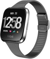 💪 хоппли металлические слим петли - совместимые с fitbit versa/versa 2/versa lite edition - дышащая замок из нержавеющей стали - тонкий регулируемый запасной ремешок - идеально подходит для женщин и мужчин логотип