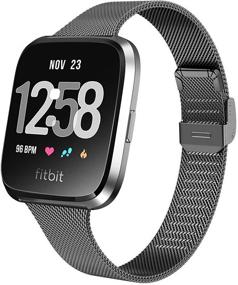 img 4 attached to 💪 Хоппли Металлические Слим Петли - Совместимые с Fitbit Versa/Versa 2/Versa Lite Edition - Дышащая Замок из Нержавеющей Стали - Тонкий Регулируемый Запасной Ремешок - Идеально подходит для Женщин и Мужчин