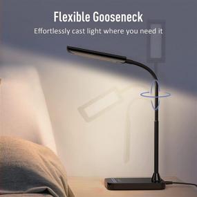 img 2 attached to 💡 Black LED Desk Lamp with Flexible Gooseneck, USB Port, Touch Control, 5 Color Temperatures & 7 Brightness Levels for Office Desk, Memory Function