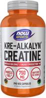 💪 now sports nutrition, kre-alkalyn creatine 750 mg, performance boosting supplement, 240 capsules logo
