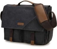 👜 vonxury water resistant vintage canvas messenger bag for men - 14 inch laptop briefcase shoulder bookbag for business work school logo