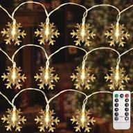 🎄 lovely lokass snowflake string lights: 26ft 40 led for indoor/outdoor decor, waterproof & remote control - battery powered fairy lights in warm white logo