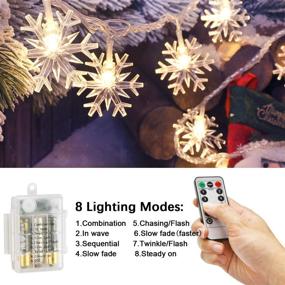 img 2 attached to 🎄 Lovely LOKASS Snowflake String Lights: 26FT 40 LED for Indoor/Outdoor Decor, Waterproof & Remote Control - Battery Powered Fairy Lights in Warm White