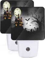 happy halloween witch castle pumpkin night light набор из 2 подключаемых светодиодных ночников для помещений автоматическая сенсорная лампа от заката до рассвета для спальни ванная комната кухня прихожая лестницы украшения логотип