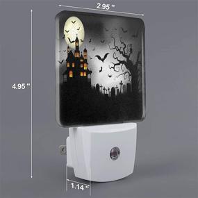 img 2 attached to Happy Halloween Witch Castle Pumpkin Night Light Набор из 2 подключаемых светодиодных ночников для помещений Автоматическая сенсорная лампа от заката до рассвета для спальни Ванная комната Кухня Прихожая Лестницы Украшения