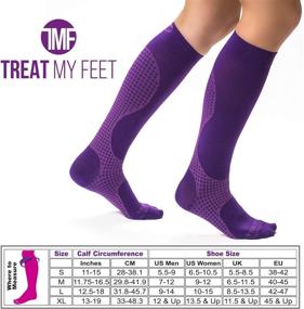 img 2 attached to 🧦 15-20 mmHg Knee High Compression Socks - Edema Pain Relief for Women & Men - Nurse, Travel, Pregnancy & Running Comfort - Lightweight Graduated Nursing Sock - Purple M