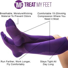 img 3 attached to 🧦 15-20 mmHg Knee High Compression Socks - Edema Pain Relief for Women & Men - Nurse, Travel, Pregnancy & Running Comfort - Lightweight Graduated Nursing Sock - Purple M