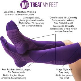 img 1 attached to 🧦 15-20 mmHg Knee High Compression Socks - Edema Pain Relief for Women & Men - Nurse, Travel, Pregnancy & Running Comfort - Lightweight Graduated Nursing Sock - Purple M