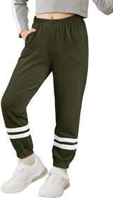 img 4 attached to Batermoon Striped Sweatpants Elastic Athletic Girls' Clothing