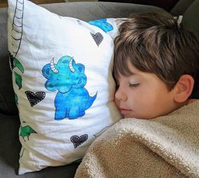 img 3 attached to 🦕 JumpOff Jo – Dinosaur Toddler Pillow for Kids – No Pillowcase Required – 100% Cotton Cover – Hypoallergenic – Machine Washable – 14”x19”