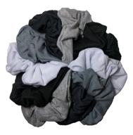soft cotton scrunchie set - 10 pack in grey, black, and white logo
