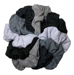 img 1 attached to Soft Cotton Scrunchie Set - 10 Pack in Grey, Black, and White