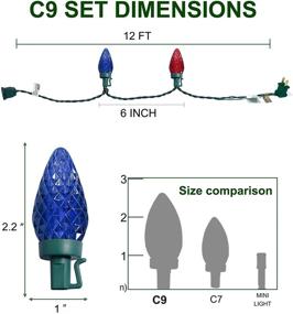 img 2 attached to 🎄🌟 Светодиодные гирлянды Twinkle Star C9 для рождественского декора: 12 футов, 25 огней-ягод, с фасетированными стразами на шнуре для использования в помещении и на улице – UL-сертифицированы и подключаемы к гирлянде для ёлки – Многоцветные.