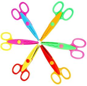 img 3 attached to 🖌️ Jialeey Plastic Kids Safety Art Scissors Set - Creative Crafts, Scrapbooking, and Decorative Wave Lace Edge Cutters - 6 PCS