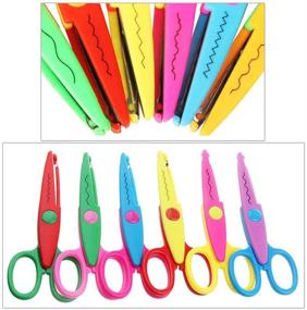 img 1 attached to 🖌️ Jialeey Plastic Kids Safety Art Scissors Set - Creative Crafts, Scrapbooking, and Decorative Wave Lace Edge Cutters - 6 PCS