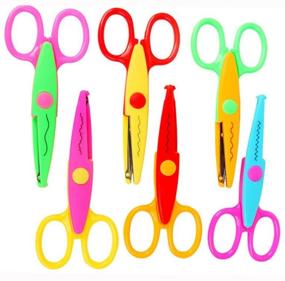 img 4 attached to 🖌️ Jialeey Plastic Kids Safety Art Scissors Set - Creative Crafts, Scrapbooking, and Decorative Wave Lace Edge Cutters - 6 PCS