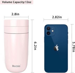 img 3 attached to 🌸 Mochic Cup Pink Stainless Steel Vacuum Insulated Water Bottle: Portable 12oz Reusable Travel Mug For Coffee or Tea - Leak Proof & Wide Mouth Thermos