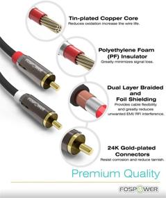 img 2 attached to FosPower (2 Pack) 2 RCA M/M Stereo Audio Cable [24K Gold Plated, Copper Core] 2RCA Male to 2RCA Male [Left/Right] High-Quality Plug - 3FT