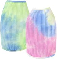 🐶 pasrld dog clothes - tie dye 2 pack dog shirts for breathable summer styling (x-large-17.6-22lbs, 2pack-pink+green) логотип