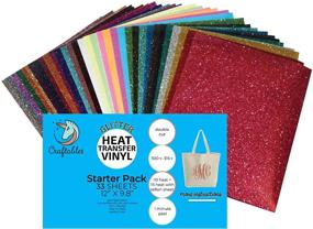 img 4 attached to 💎 Premium Glitter Heat Transfer Vinyl 33 Sheet Pack - Perfect for T-Shirts, Cricut, Silhouette, Iron-On Crafts