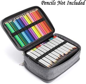 img 1 attached to 🖍️ BTSKY 300-Slot Colored Pencil Case Organizer - High Capacity Pen Holder with Double Zippers for Prismacolor, Crayola, Watercolor Pens, and Gel Pens - Grey