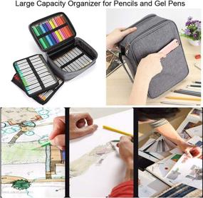 img 2 attached to 🖍️ BTSKY 300-Slot Colored Pencil Case Organizer - High Capacity Pen Holder with Double Zippers for Prismacolor, Crayola, Watercolor Pens, and Gel Pens - Grey