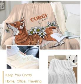 img 2 attached to 🐾 Watercolor Corgi Floral Sherpa Fleece Blanket - Welsh Corgi with Flower Animal Pattern, Cozy Blankets for Bed or Couch - Ideal Dog Lover Bedding Gift, Twin Size (60"x80")