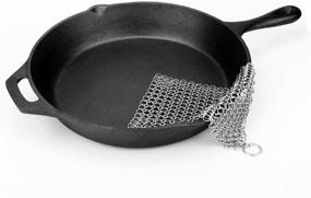 img 3 attached to 🍳 LauKingdom Cast Iron Cleaner - Premium Stainless Steel Chainmail Scrubber for Ultimate Cast Iron Pan Cleaning, Hygienic Anti-Rust Scraper with Corner Ring, Square (7x7 inch)