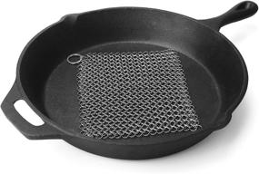 img 2 attached to 🍳 LauKingdom Cast Iron Cleaner - Premium Stainless Steel Chainmail Scrubber for Ultimate Cast Iron Pan Cleaning, Hygienic Anti-Rust Scraper with Corner Ring, Square (7x7 inch)