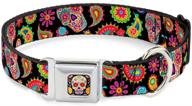 🐶 buckle-down dog collar with seatbelt buckle: bobo sugar skull paisley black - available in adjustable sizes for small, medium, and large dogs logo