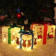 🎄 enhance your christmas décor with dr.dudu set of 3 lighted christmas boxes featuring santa claus, snowman, and reindeer, perfect for indoor & outdoor festive decoration logo
