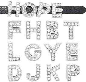 img 2 attached to 💎 Sparkle up Your Wristbands: 52pcs A-Z Full Rhinestones 8mm Slide Alphabet Letters for Stunning Jewelry Making Charms