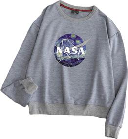 img 2 attached to 🚀 CORIRESHA NASA Print Color Block Pullover Sweatshirt