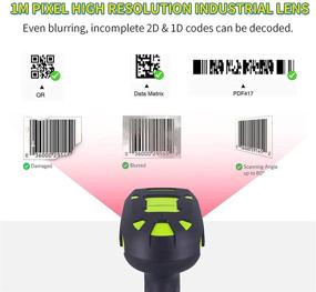 img 1 attached to 📦 Efficient Alacrity Upgraded QR 2D Industrial Barcode Scanner with Long Transmission Distance, Wireless Charging Cradle, 2in1 Bluetooth & 433Mhz Wireless Barcode Reader, Dust Shock Proof Hands-Free Operation