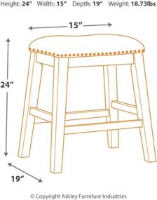 img 2 attached to 🪑 2-Pack Signature Design by Ashley Caitbrook Rustic Upholstered Barstool, 24.4" Counter Height, Gray