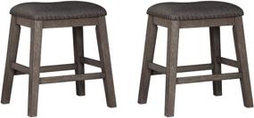 img 4 attached to 🪑 2-Pack Signature Design by Ashley Caitbrook Rustic Upholstered Barstool, 24.4" Counter Height, Gray