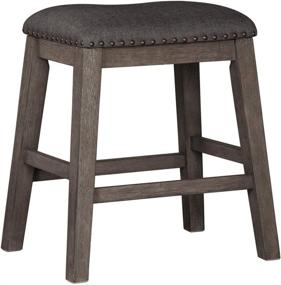 img 1 attached to 🪑 2-Pack Signature Design by Ashley Caitbrook Rustic Upholstered Barstool, 24.4" Counter Height, Gray