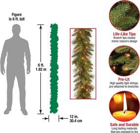 img 2 attached to 🎄 9-Foot National Tree Co. Pre-Lit Artificial Christmas Garland – Green Evergreen with White Lights, Pine Cones, Berry Clusters – Plug-In, Christmas Collection