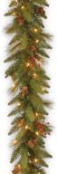 🎄 9-foot national tree co. pre-lit artificial christmas garland – green evergreen with white lights, pine cones, berry clusters – plug-in, christmas collection logo