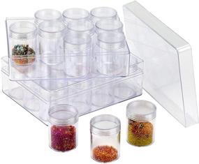 img 2 attached to 📿 12-Grid Transparent Plastic Jewelry Beads and Sewing Pills Organizers Storage Bottle (2 Pack) by TDOTM