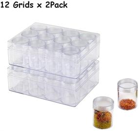 img 3 attached to 📿 12-Grid Transparent Plastic Jewelry Beads and Sewing Pills Organizers Storage Bottle (2 Pack) by TDOTM