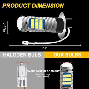 img 3 attached to CIIHON H3 LED Лампы для противотуманных фар - 35Вт высокой мощности, яркость 1600 люмен, 6000К ксеноново-белый, проектор для дневных ходовых огней DRL или противотуманных фар.