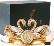 💝 matashi 24k gold plated loving swans figurine clock table top ornament for home office desk bedroom decor - ideal gift for valentine's day, birthday, mother's day, anniversary, christmas, housewarming present logo
