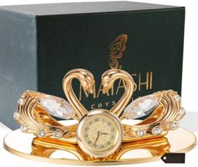 img 4 attached to 💝 Matashi 24K Gold Plated Loving Swans Figurine Clock Table Top Ornament for Home Office Desk Bedroom Decor - Ideal Gift for Valentine's Day, Birthday, Mother's Day, Anniversary, Christmas, Housewarming Present